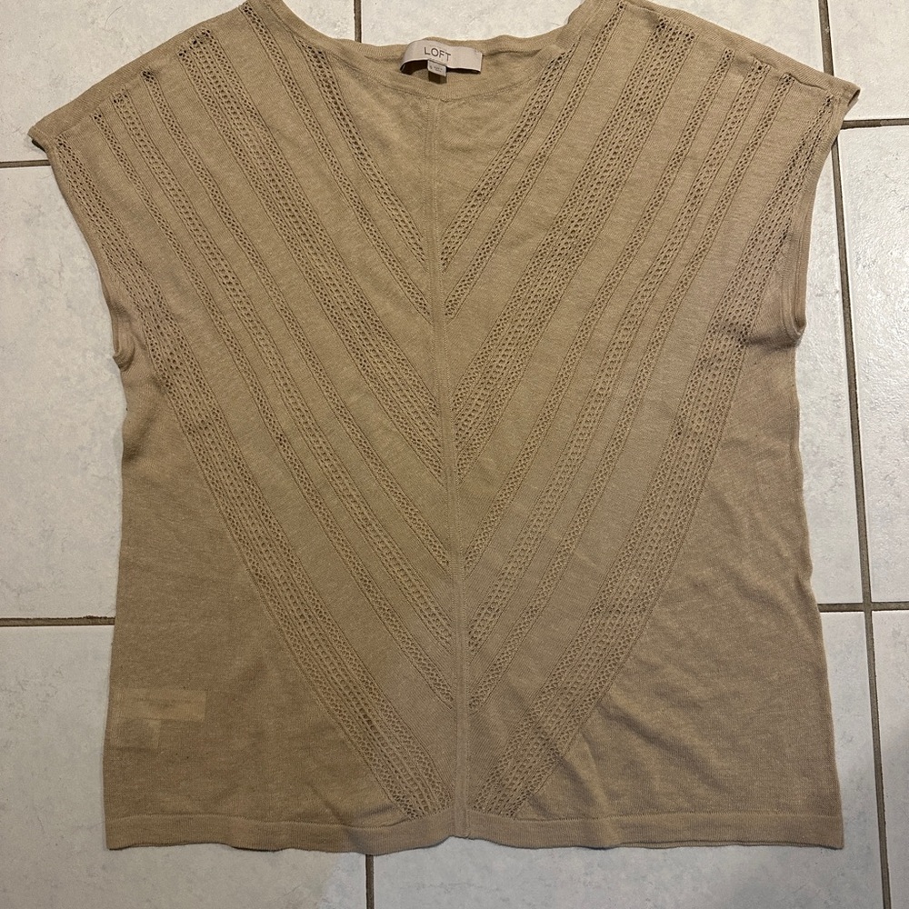 LOFT Beige Textured Knit Top